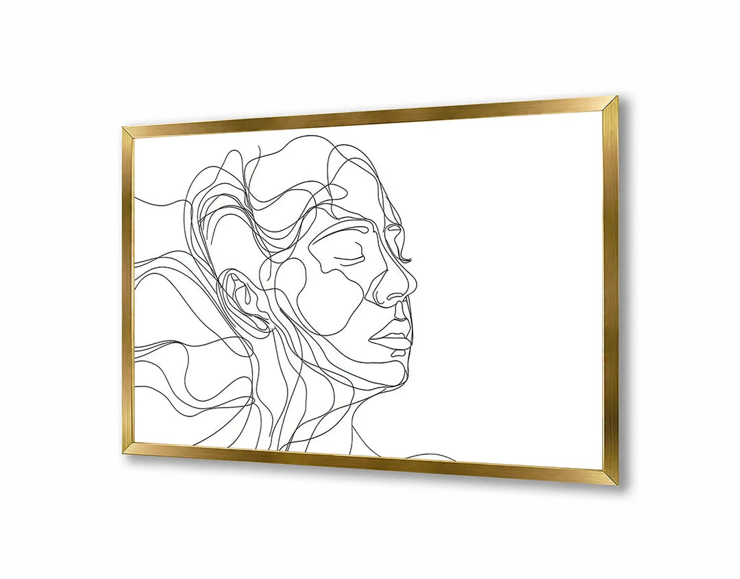 Metall Magnetboard mit hochwertigem Linienzeichnung Gesicht Frau Design