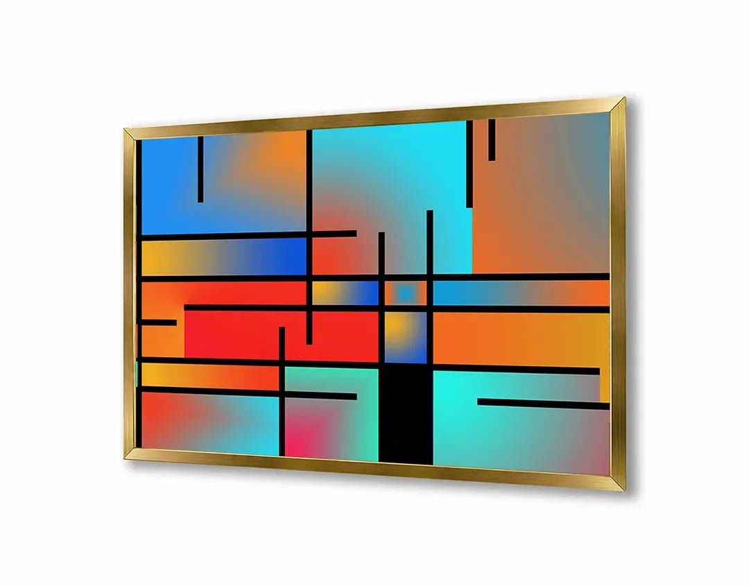 Metall Magnetboard mit hochwertigem Abstrakte Mondriaan Stijl Vlakken Design