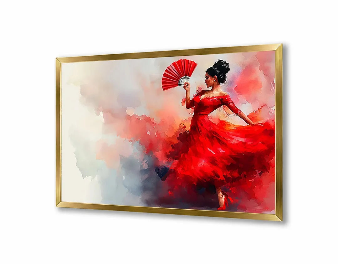 Metall Magnetboard mit hochwertigem Frau in rote Kleid tanzend Design