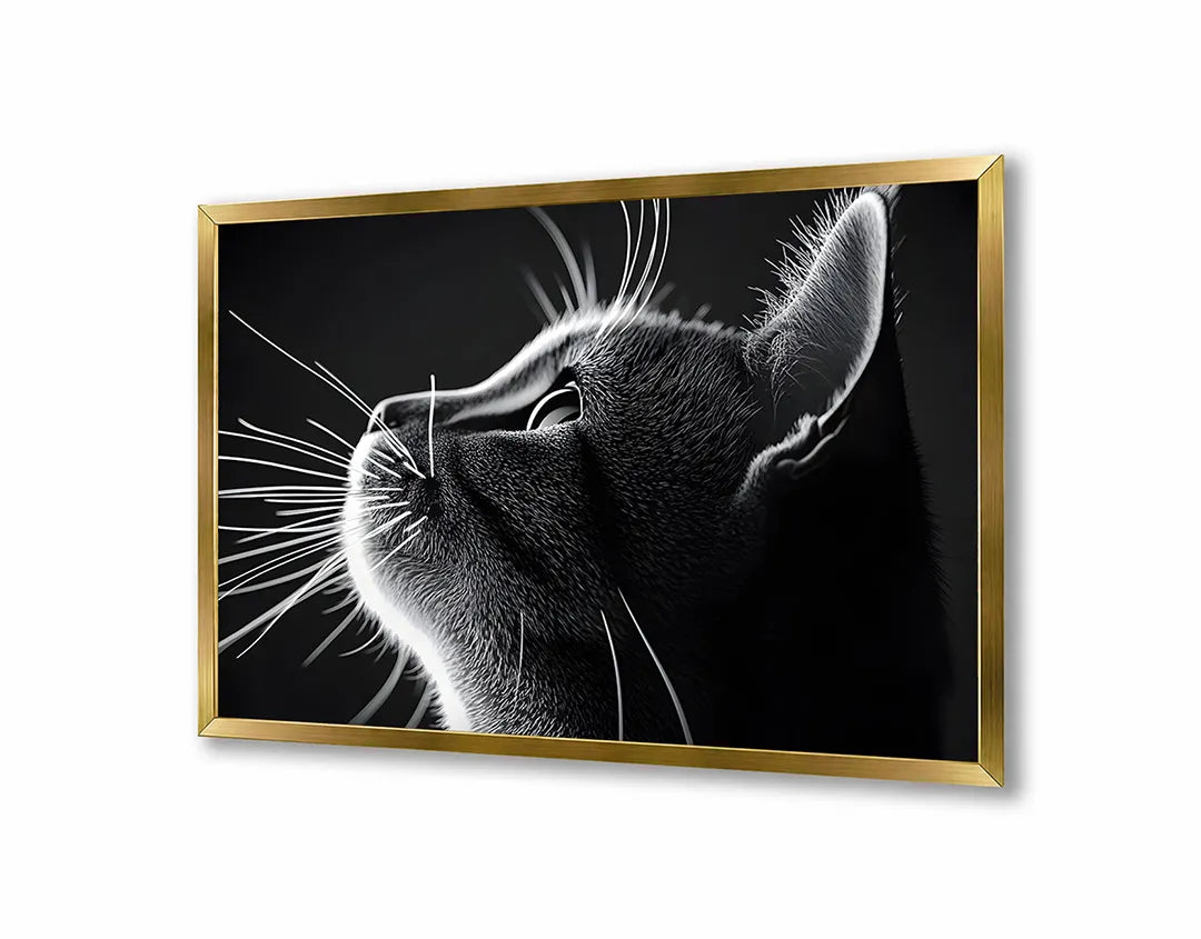 Metall Magnetboard mit hochwertigem Schwarz weiß Katze Profil Design