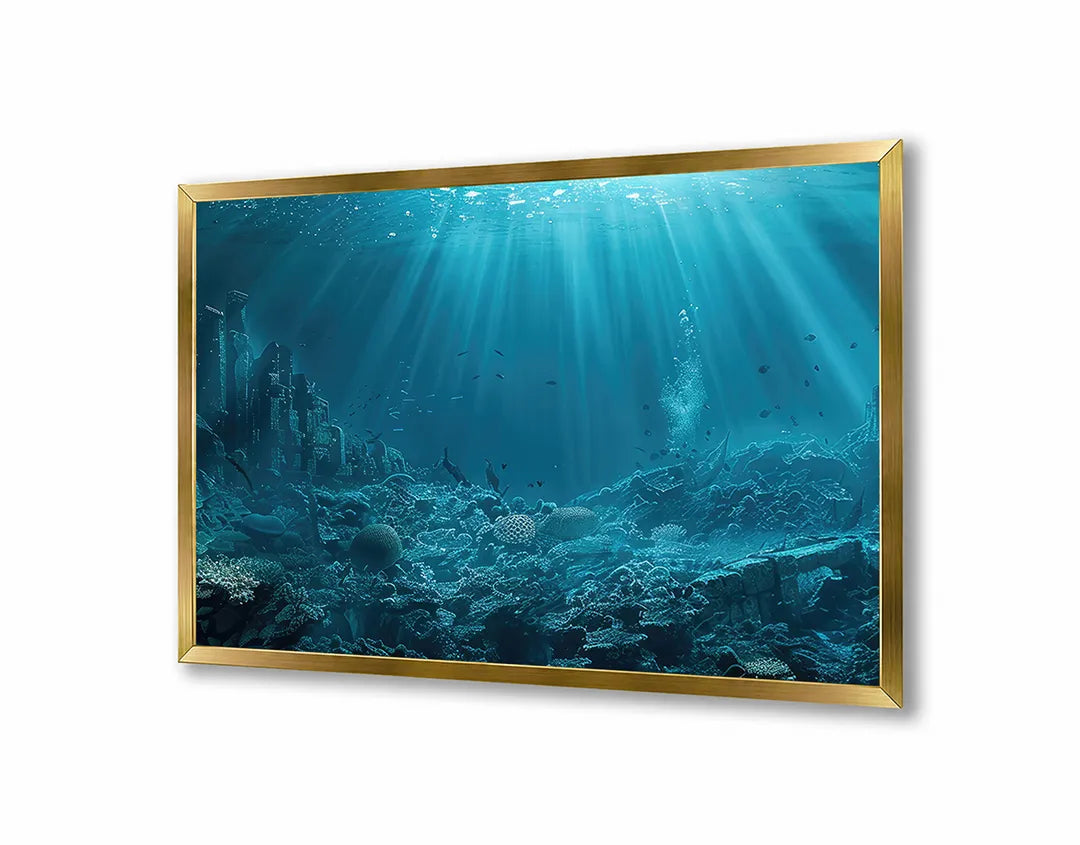 Metall Magnetboard mit hochwertigem Unterwasser Ozean blau Design
