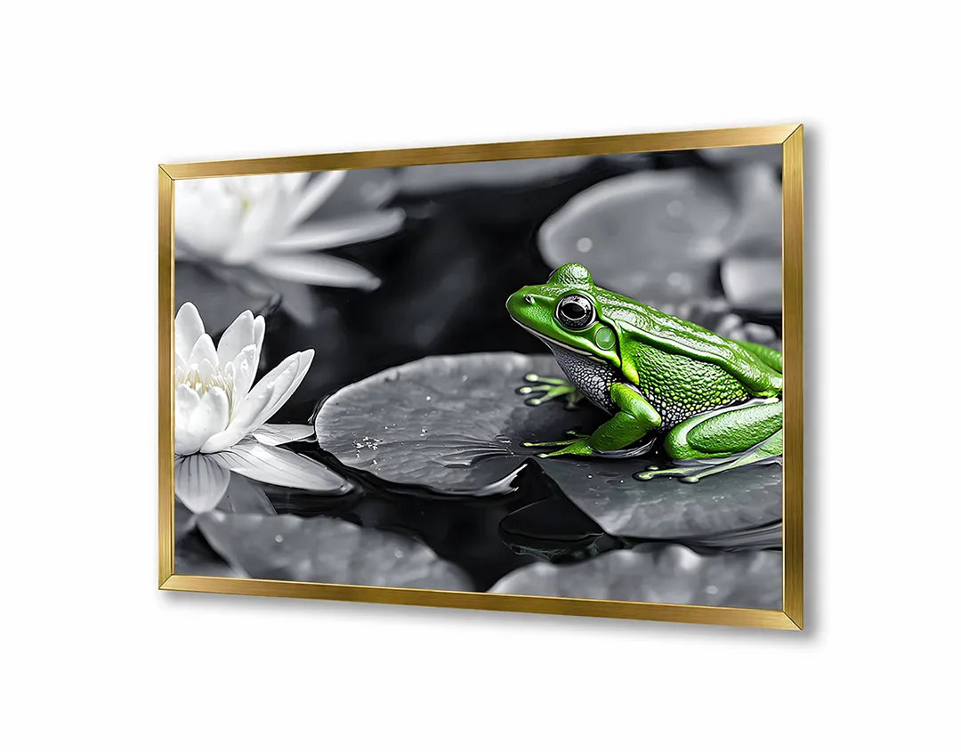 Metall Magnetboard mit hochwertigem Frosch auf Lotusblatt Design