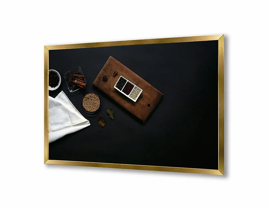 Metall Magnetboard mit hochwertigem Kaffeetassen und Bohnen Holz Design
