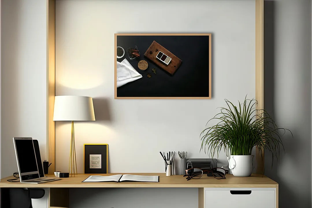 Metall Magnetboard mit hochwertigem Kaffeetassen und Bohnen Holz Design