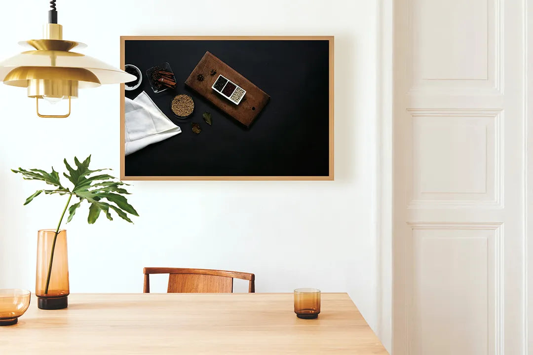 Metall Magnetboard mit hochwertigem Kaffeetassen und Bohnen Holz Design