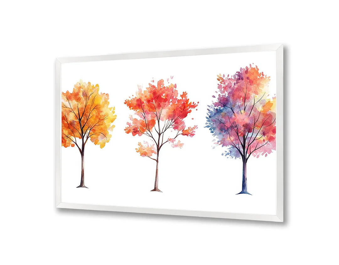 Metall Magnetboard mit hochwertigem Drei Herbstbäume Aquarell Design