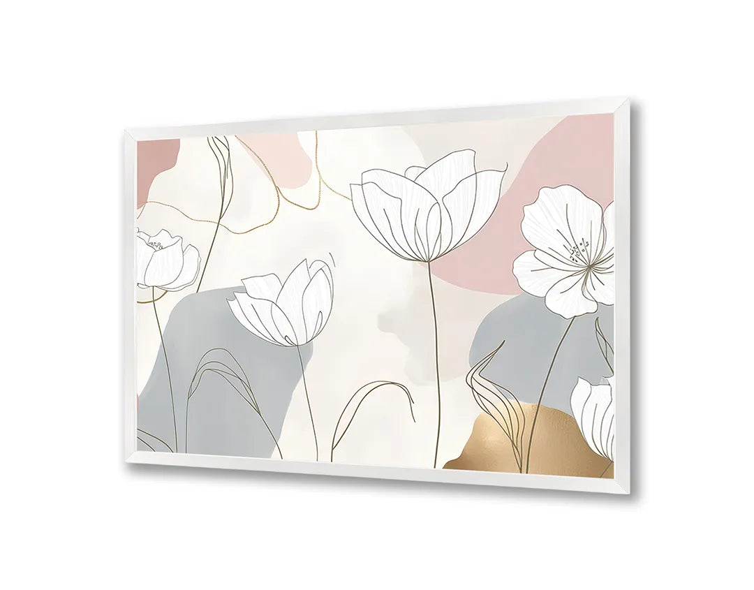 Metall Magnetboard mit hochwertigem Minimalistische Blumen Pastell Design