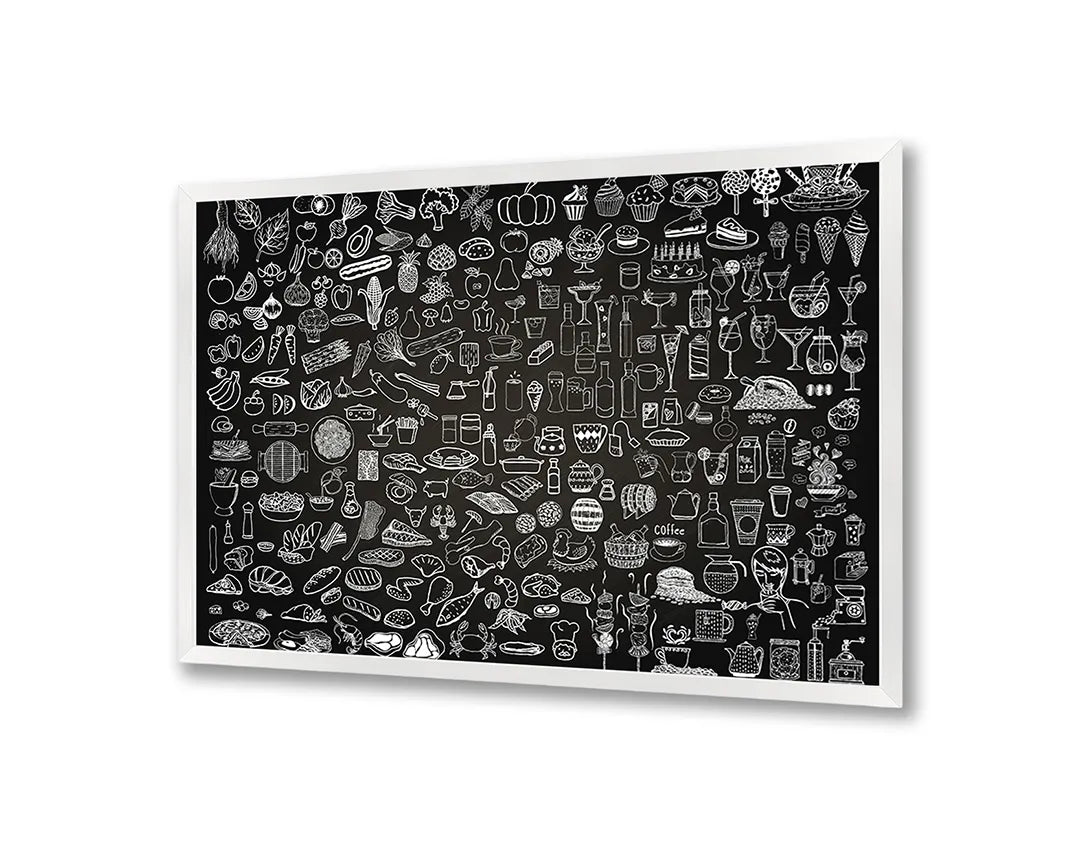 Metall Magnetboard mit hochwertigem Kreidetafel Doodles Von Eten Und Drinken Design