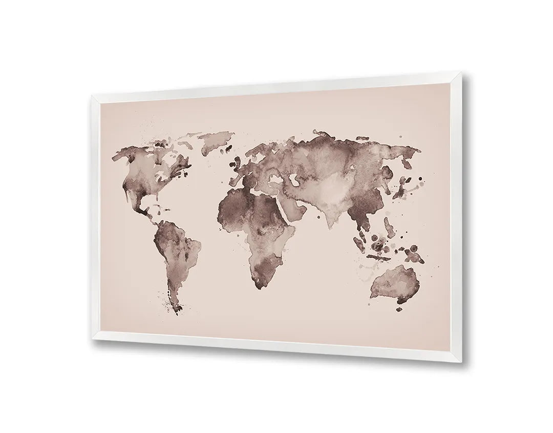 Metall Magnetboard mit hochwertigem Rosa Getinte Vintage Weltkarte Design