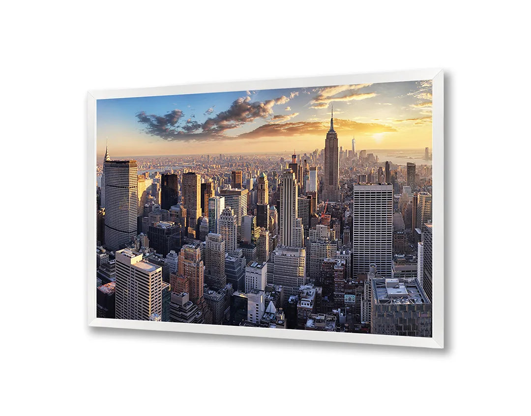 Metall Magnetboard mit hochwertigem New York Skyline Bei Sonnenuntergang Design