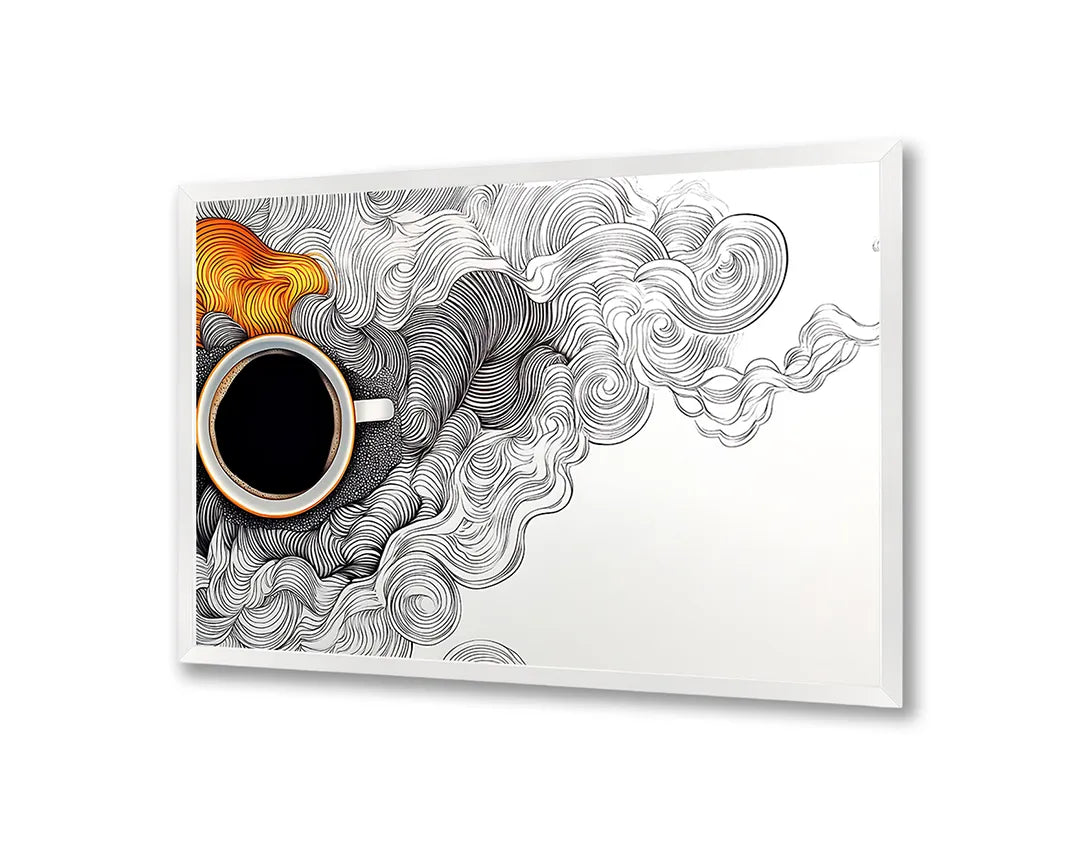 Metall Magnetboard mit hochwertigem Koffiekopje Doodle Kunst Design