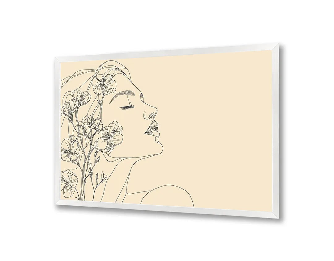 Metall Magnetboard mit hochwertigem Minimalistisch Frauengesicht Blumen Design