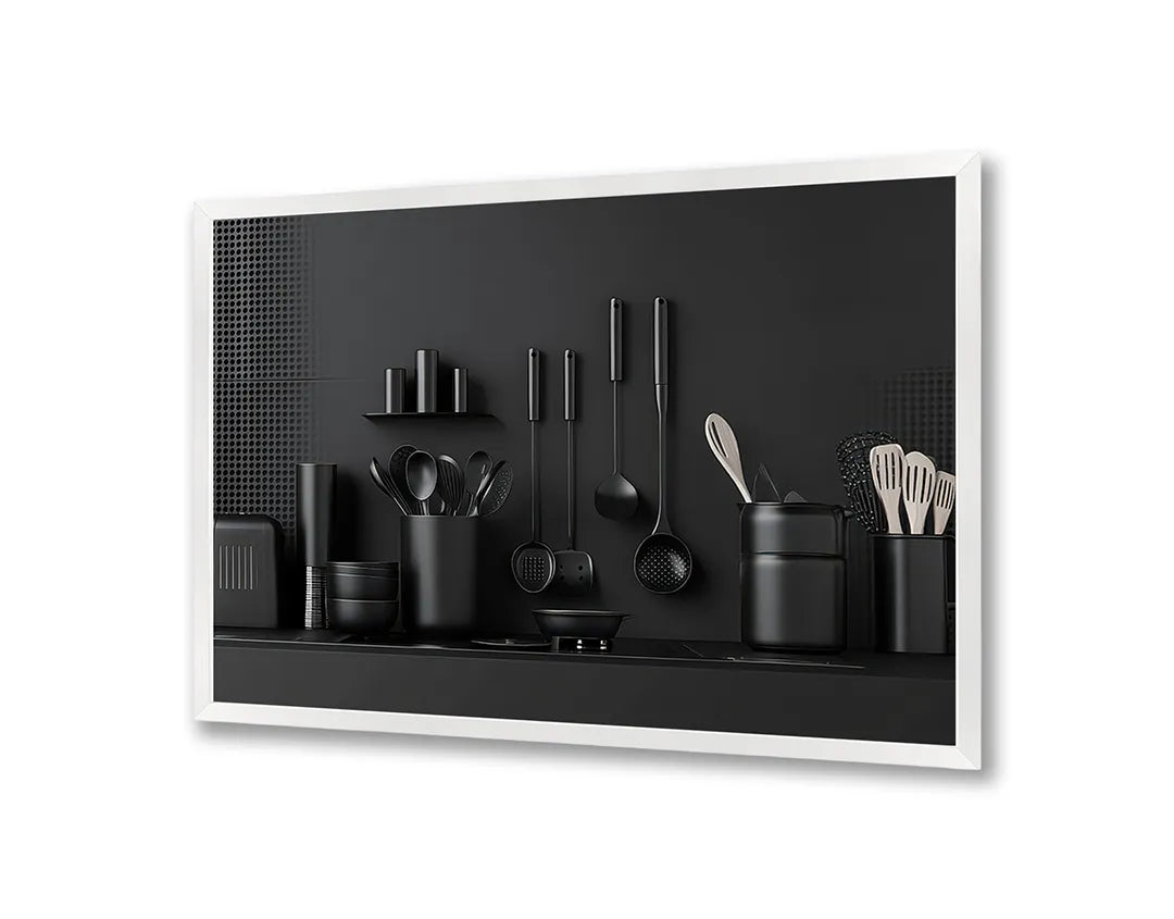 Metall Magnetboard mit hochwertigem Schwarz Küchenutensilien Regal Design