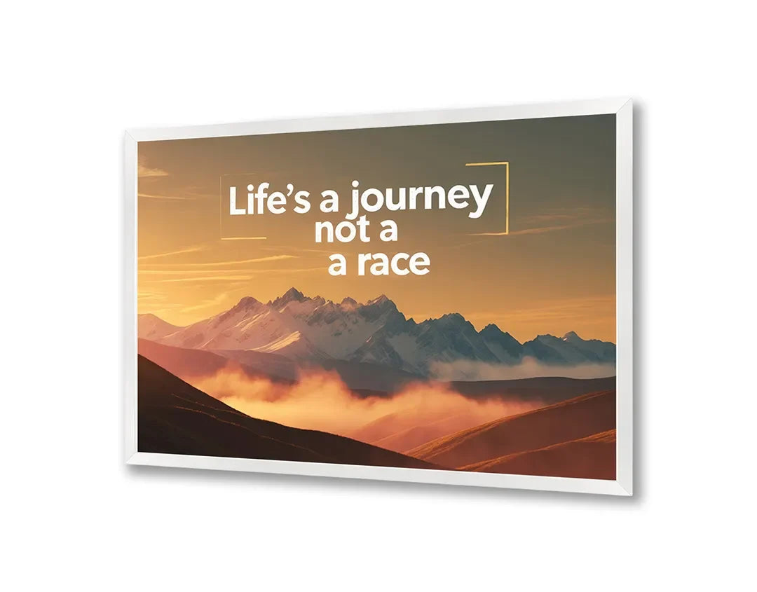 Metall Magnetboard mit hochwertigem Lifes a journey not a race Berge Design