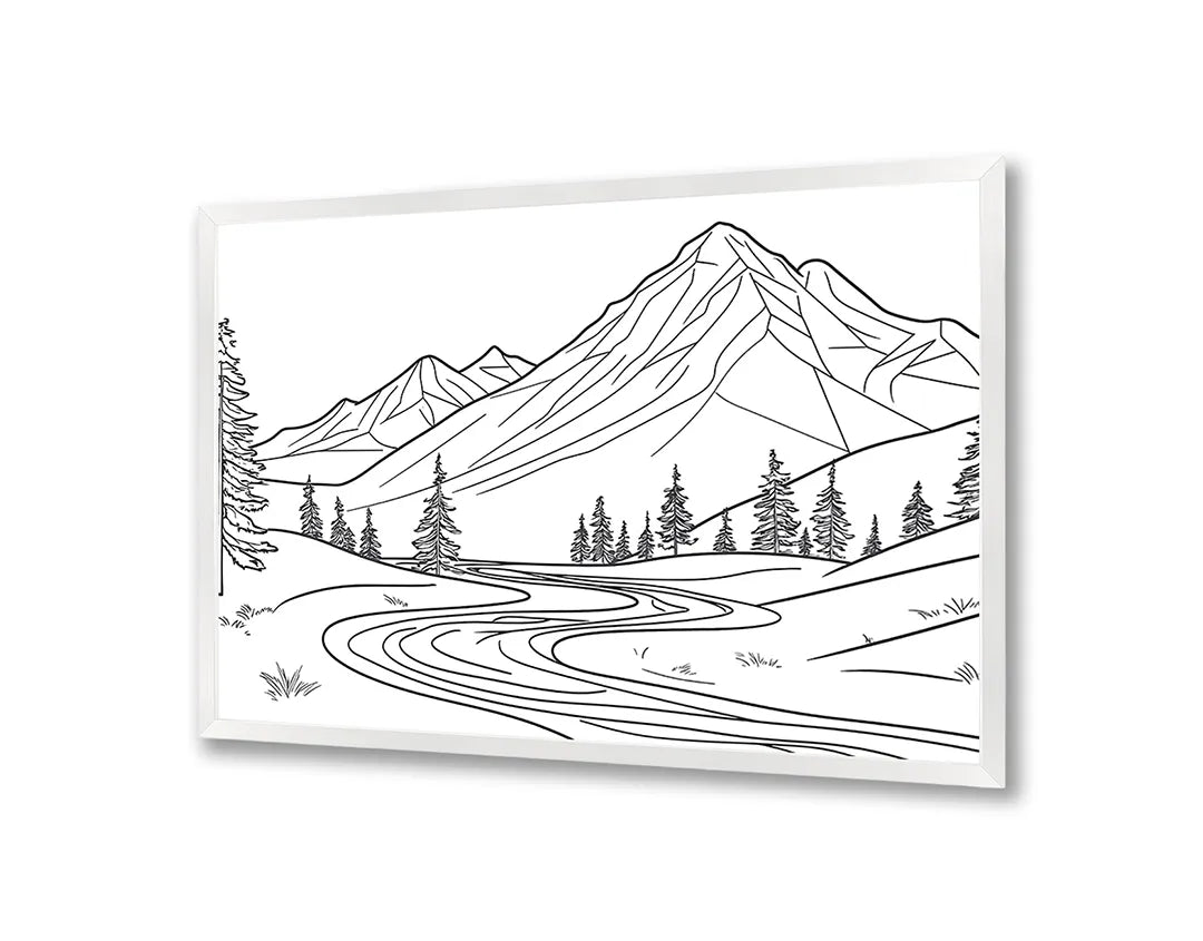 Metall Magnetboard mit hochwertigem Berglandschaft Linienzeichnung Design