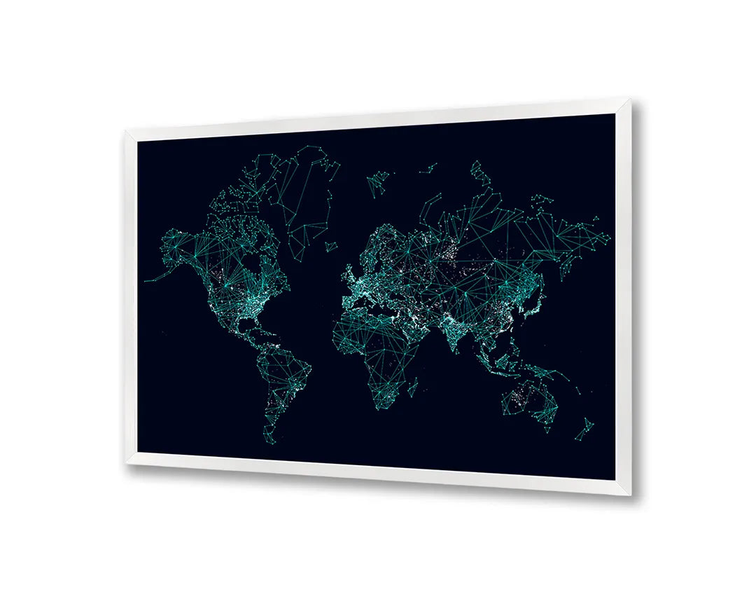 Metall Magnetboard mit hochwertigem Blaue Lichtgevende Weltkarte Stippen Design