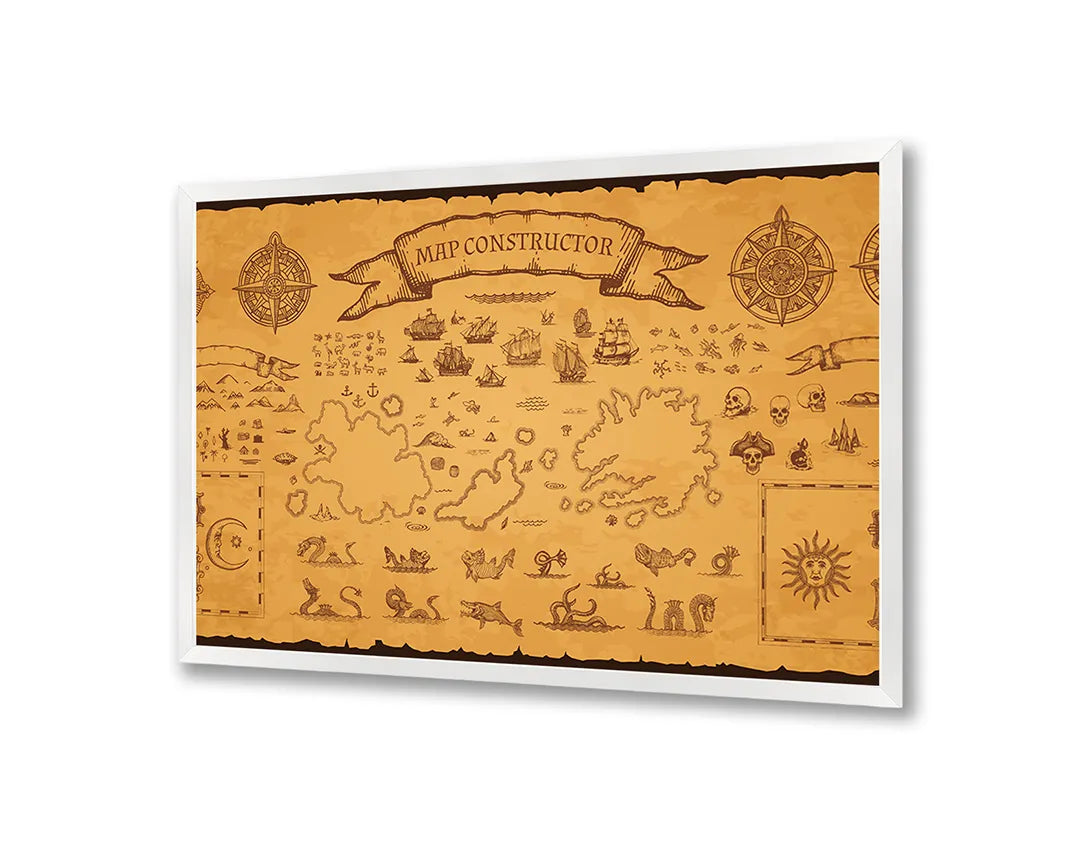 Metall Magnetboard mit hochwertigem Alte Schatzkarte Piraten Design