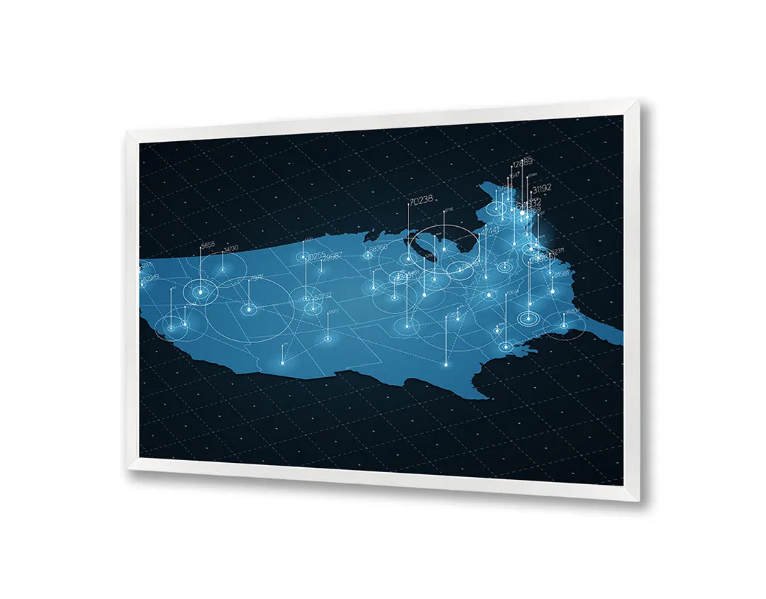 Metall Magnetboard mit hochwertigem Usa Landkarte Mit Lichtnetwerk Design