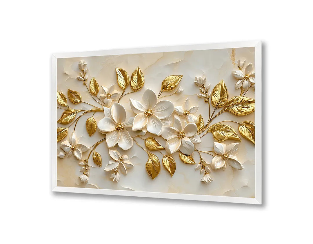 Metall Magnetboard mit hochwertigem Goldene Blumen Relief 3d Design