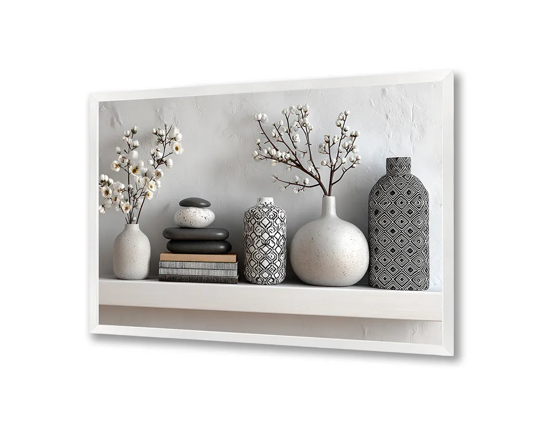 Metall Magnetboard mit hochwertigem Vasen mit planten auf Regal Interieur Design
