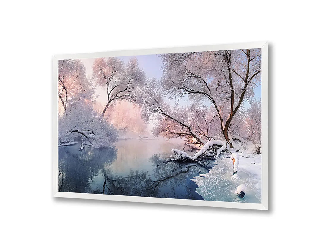 Metall Magnetboard mit hochwertigem Besneeuwd Winterlandschap Mit See Design