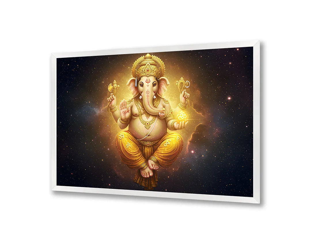 Metall Magnetboard mit hochwertigem Goldene Ganesha Gottheit Strahlen Design