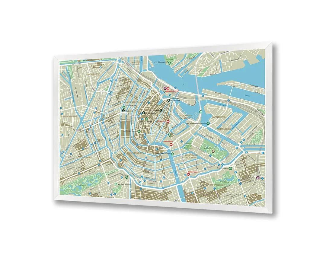 Metall Magnetboard mit hochwertigem Detaillierte Stadskaart Von Amsterdam Design