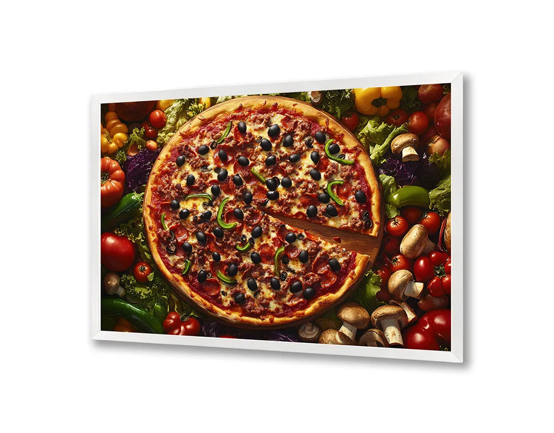 Metall Magnetboard mit hochwertigem Pizza mit Gemüse Draufsicht Design