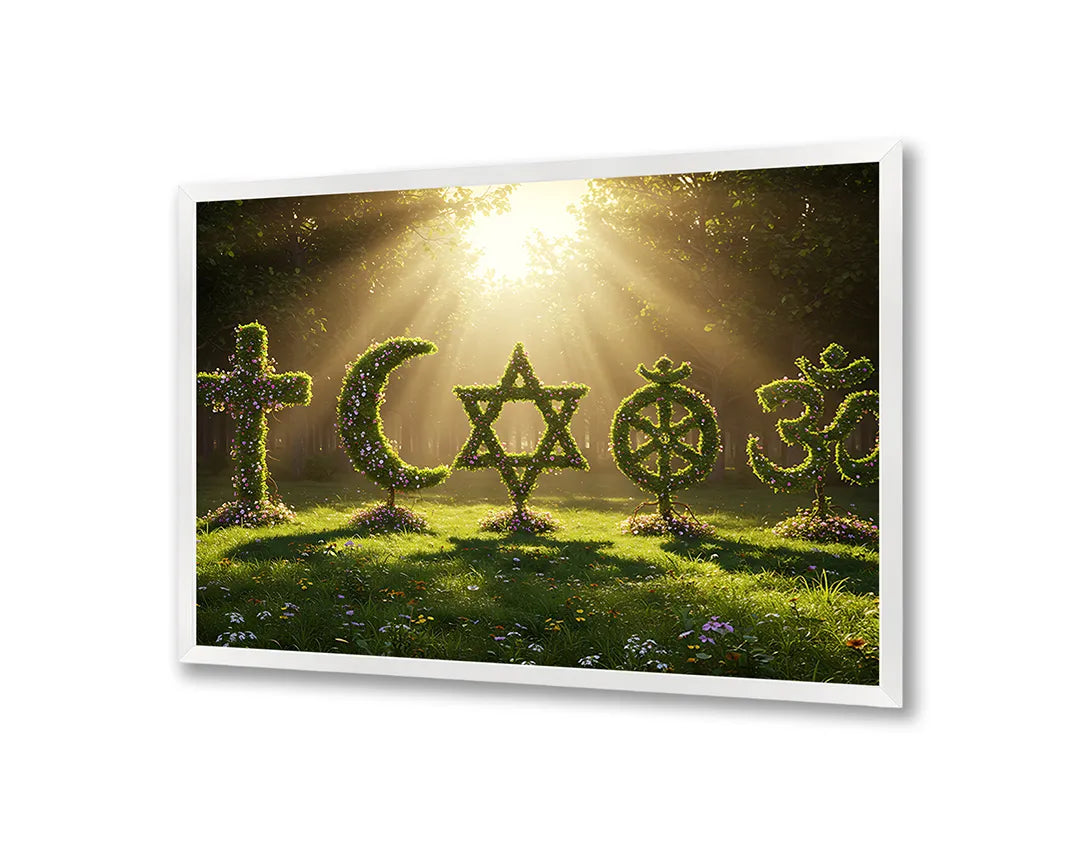 Metall Magnetboard mit hochwertigem Religiöse Symbole Holz Natur Design