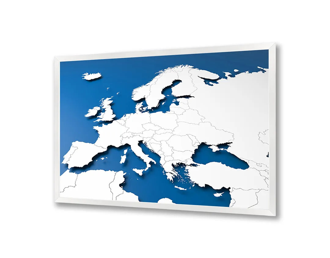 Metall Magnetboard mit hochwertigem Blauw-Witte Europa Karte Design