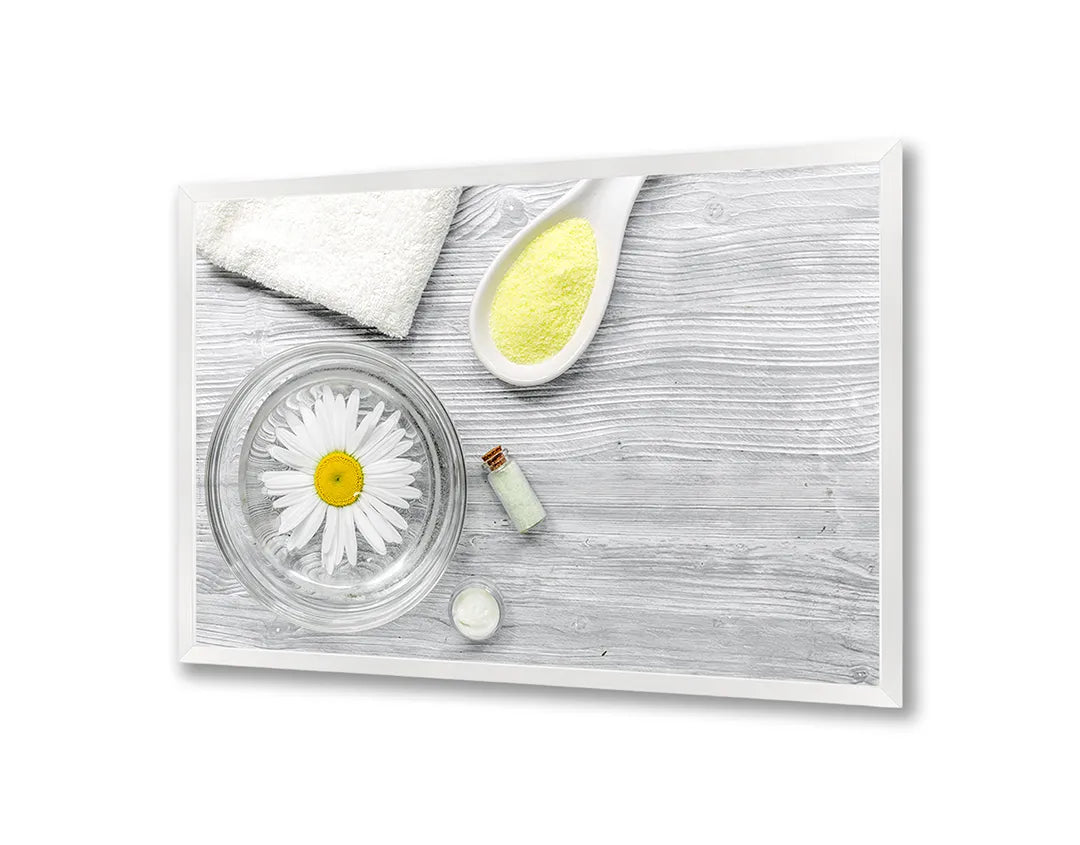 Metall Magnetboard mit hochwertigem Spa Elementen Mit Weiße Blumen Design