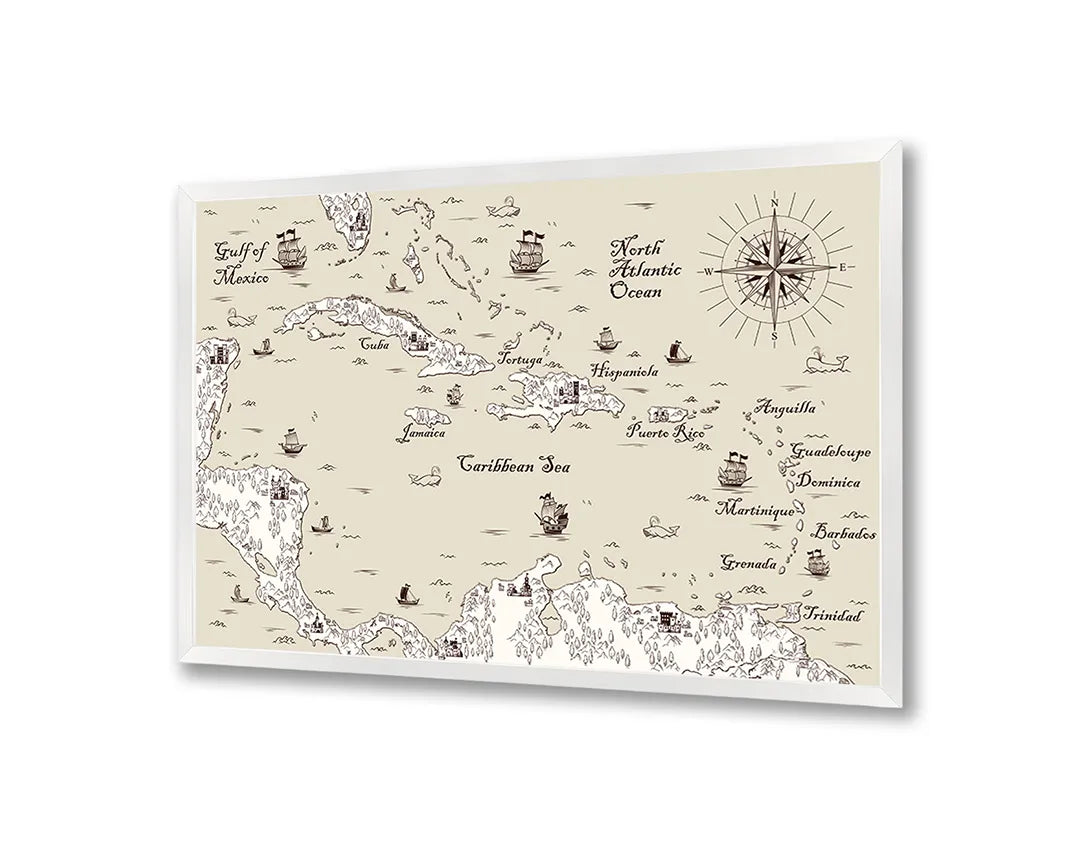 Metall Magnetboard mit hochwertigem Nautische Historische Landkarte Mit Schepen Design