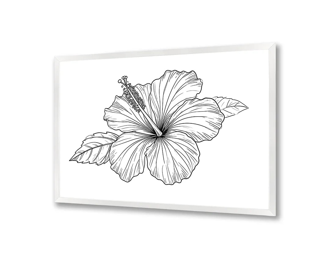 Metall Magnetboard mit hochwertigem Hibiskus Blume Linienzeichnung Design