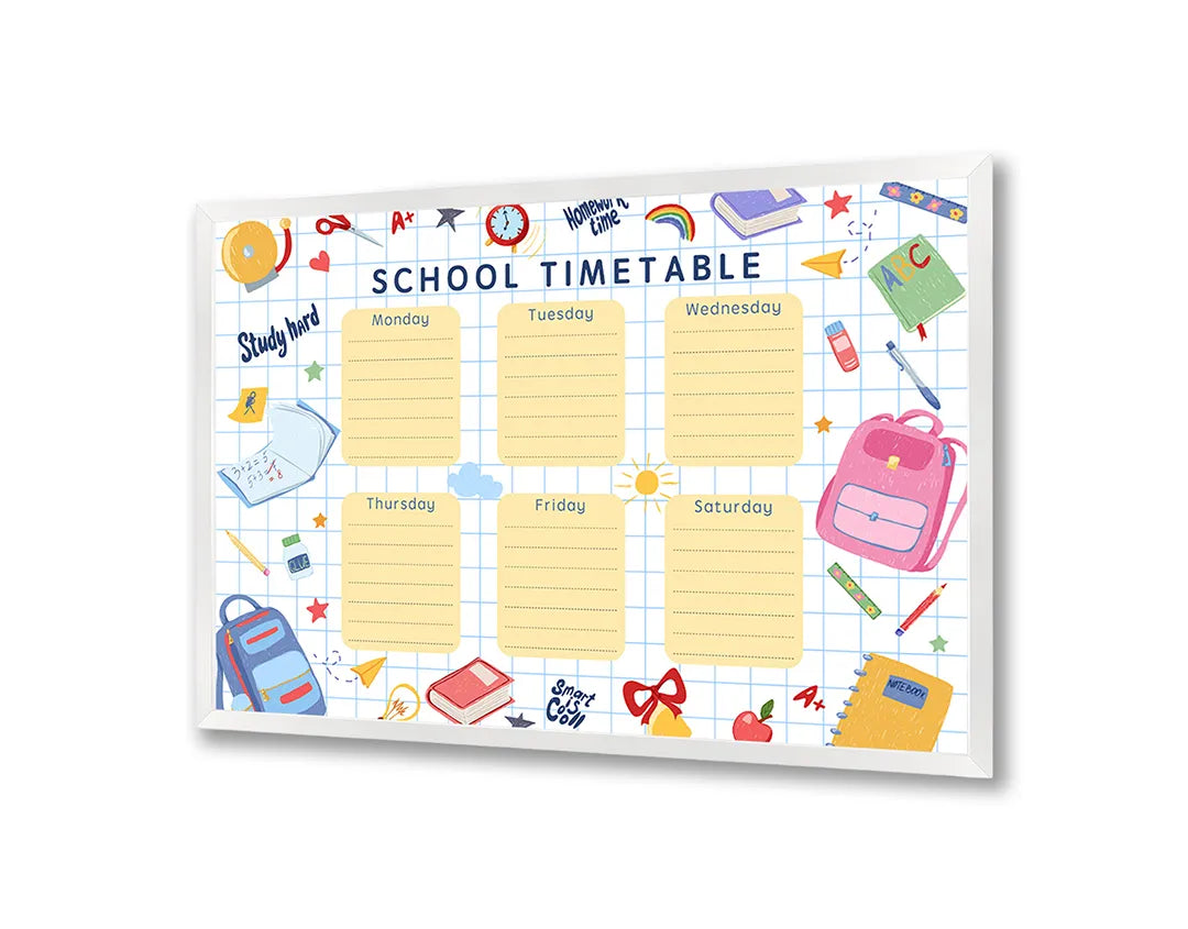 Metall Magnetboard mit hochwertigem School Timetable fröhlich Raster Design
