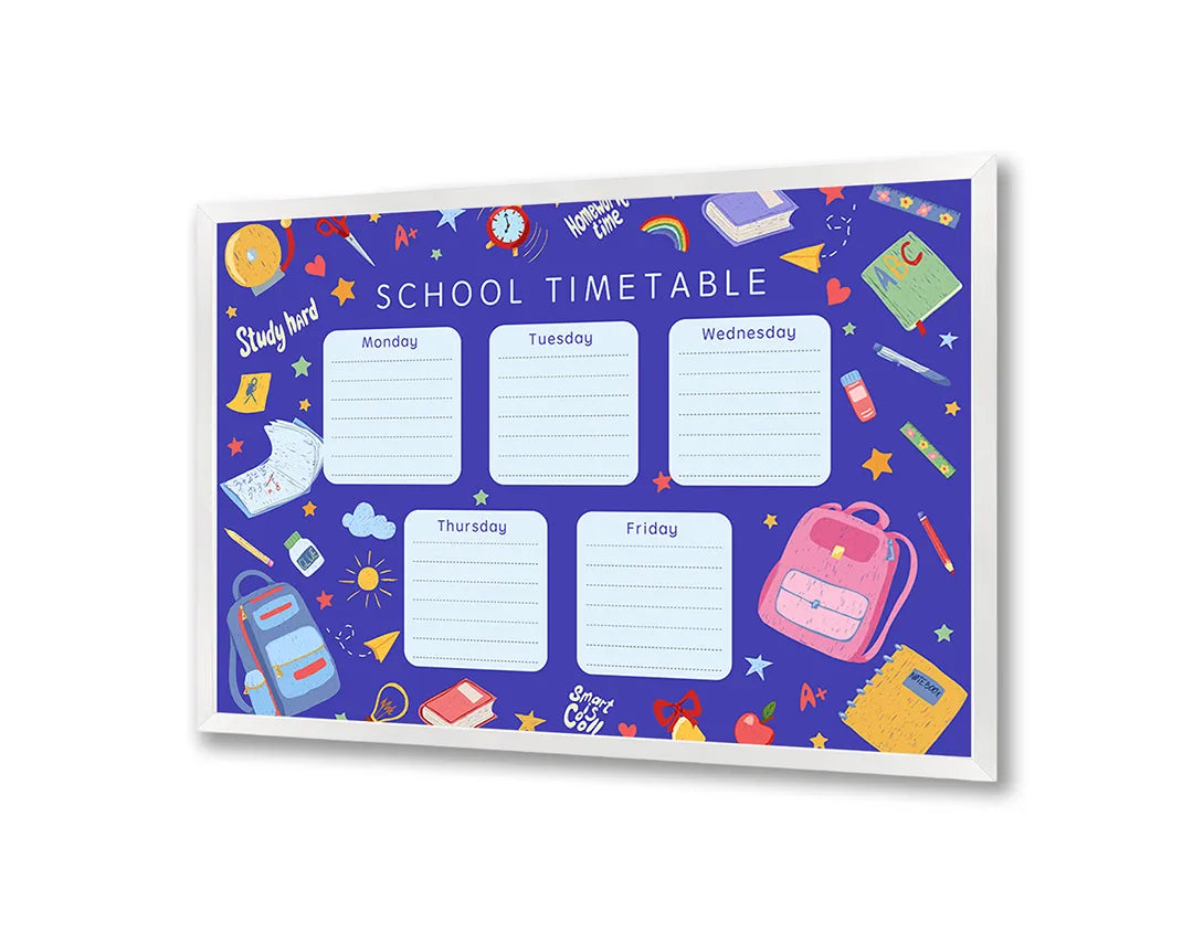 Metall Magnetboard mit hochwertigem School Timetable lila Raster Design