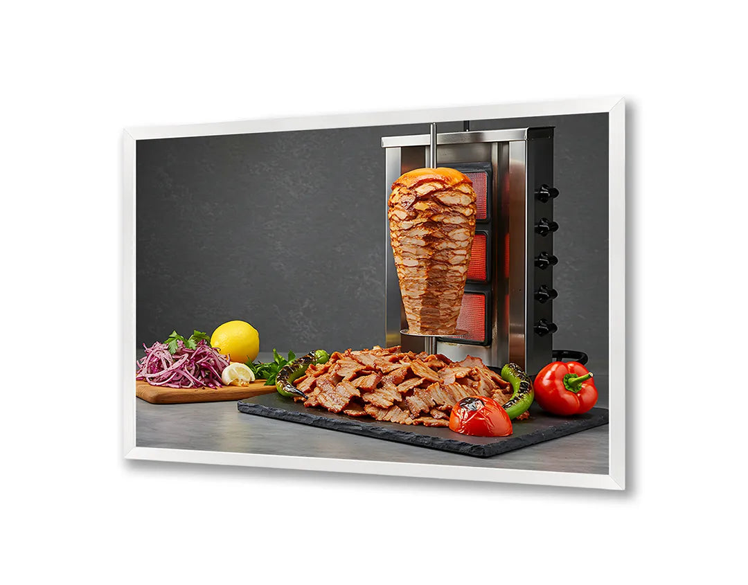 Metall Magnetboard mit hochwertigem Kebab Fleisch Spieß rotierend Design
