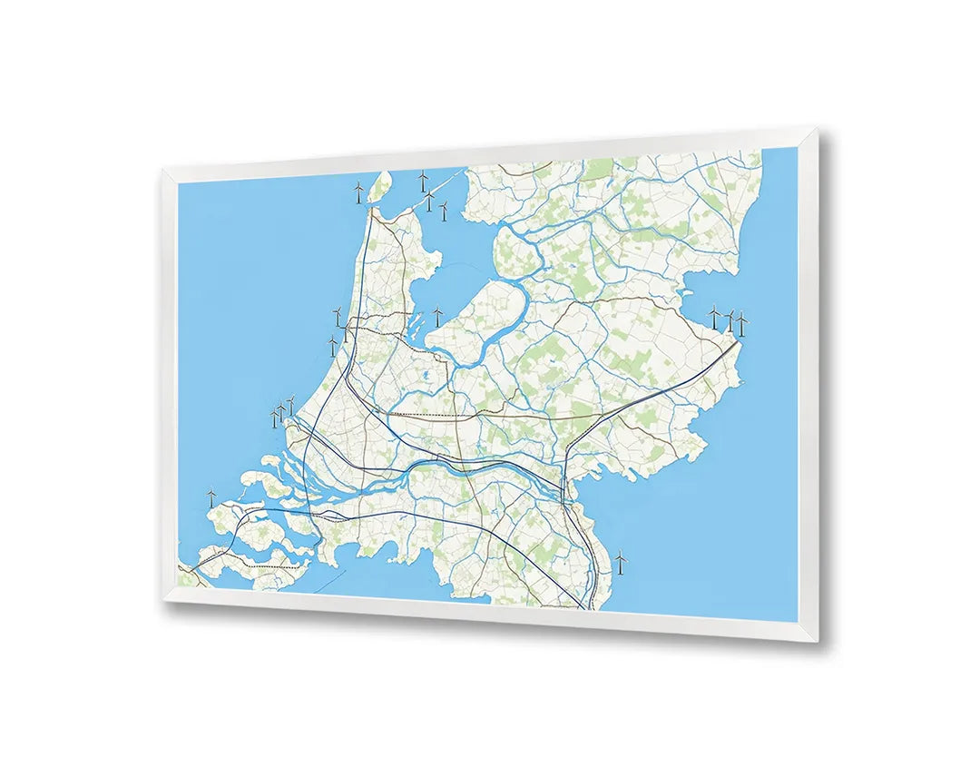 Metall Magnetboard mit hochwertigem Niederlande Wasserwege Landkarte Design