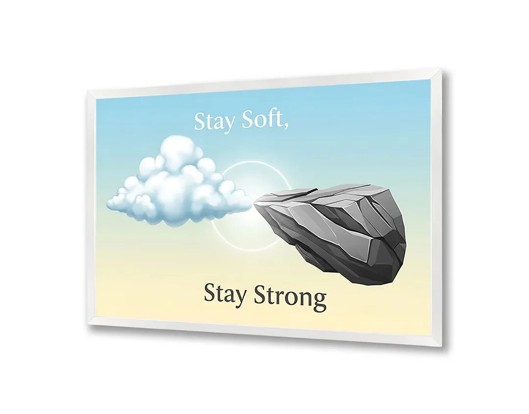 Metall Magnetboard mit hochwertigem Stay soft stay strong Text Stein Design