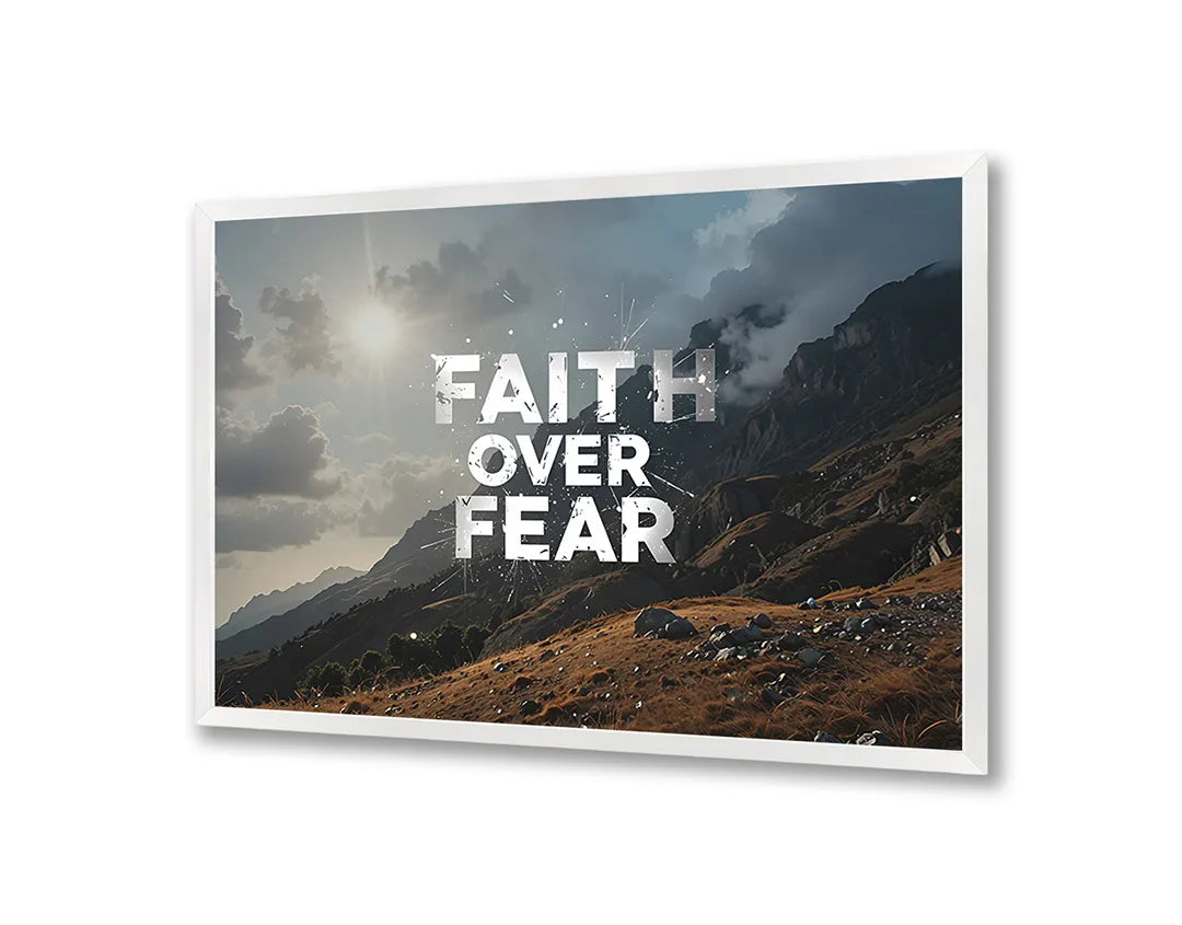 Metall Magnetboard mit hochwertigem Glaube über Fear Berge Landschaft Design