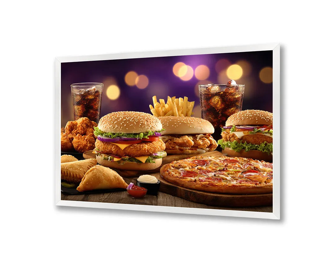 Metall Magnetboard mit hochwertigem Hamburger Menü Fastfood Design