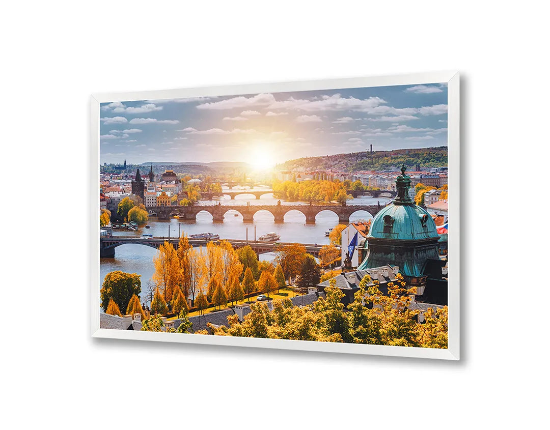 Metall Magnetboard mit hochwertigem Sonnenuntergang Über Ein Brug In Praag Design