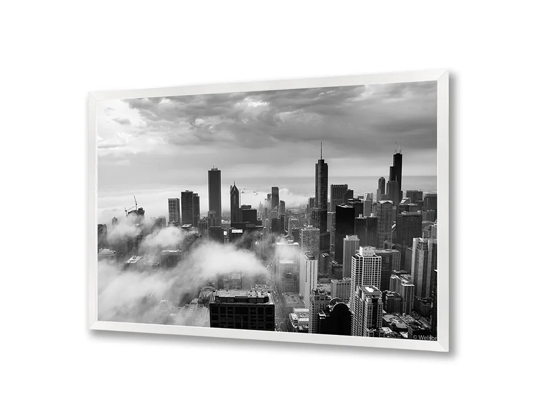 Metall Magnetboard mit hochwertigem New York Skyline Boven Der Wolken Design