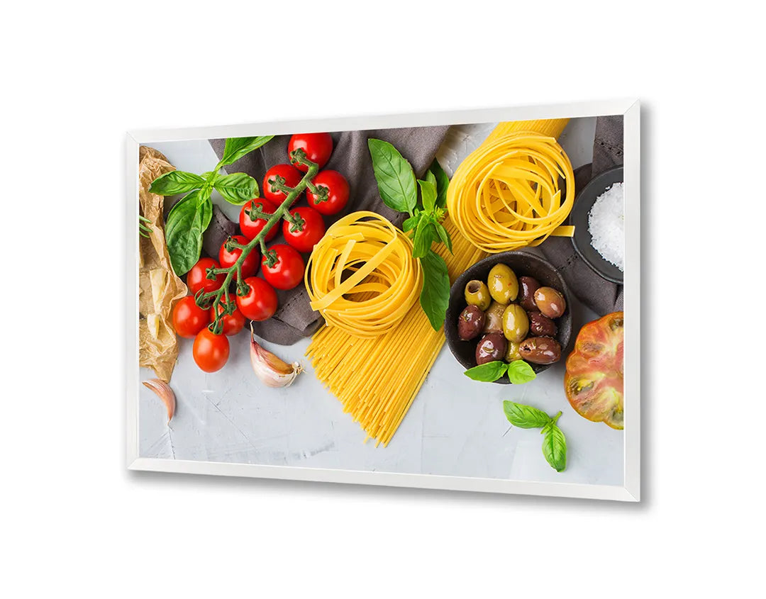 Metall Magnetboard mit hochwertigem Pasta Ingrediënten Und Tomaten Design