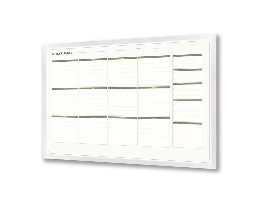 Metall Magnetboard mit hochwertigem Grüne Kalender Raster mit Notizen Design