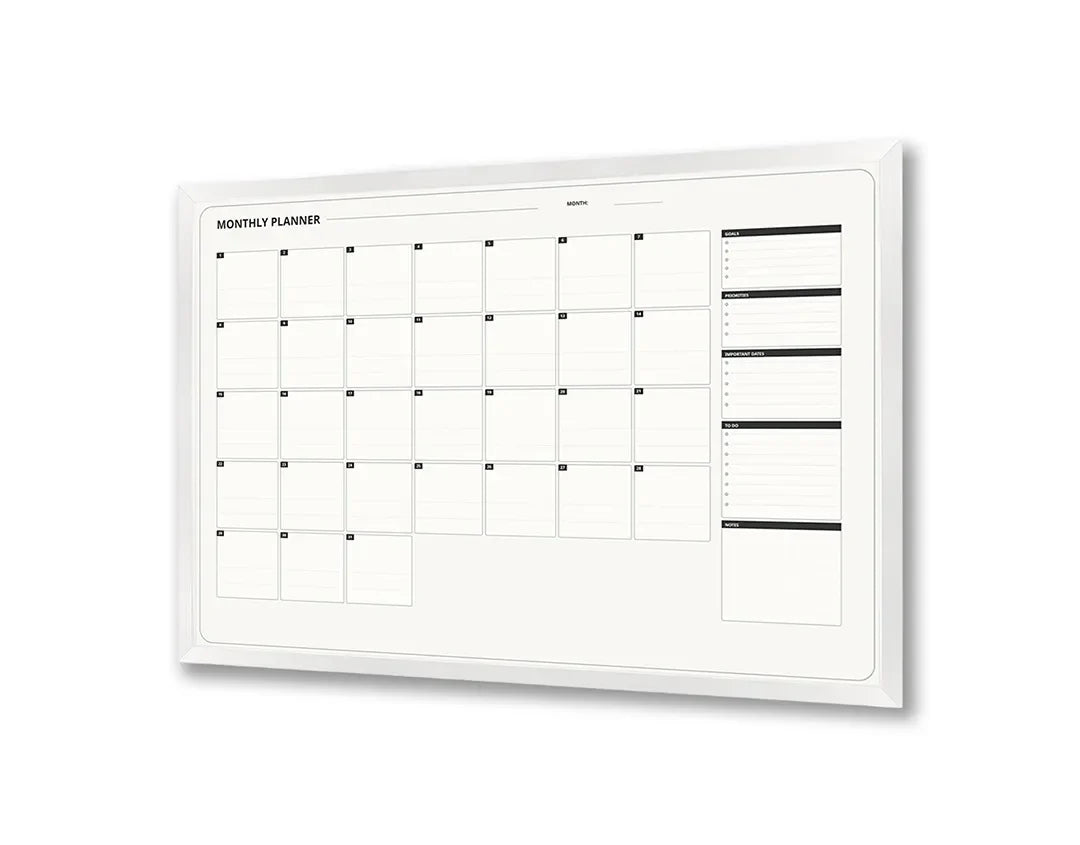 Metall Magnetboard mit hochwertigem Blanco Kalender einfach Design