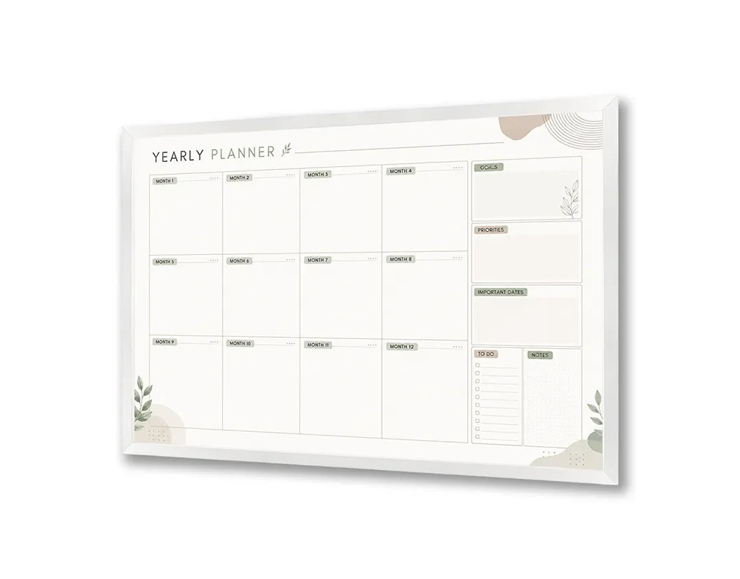 Metall Magnetboard mit hochwertigem Botanische Monatsplaner Design