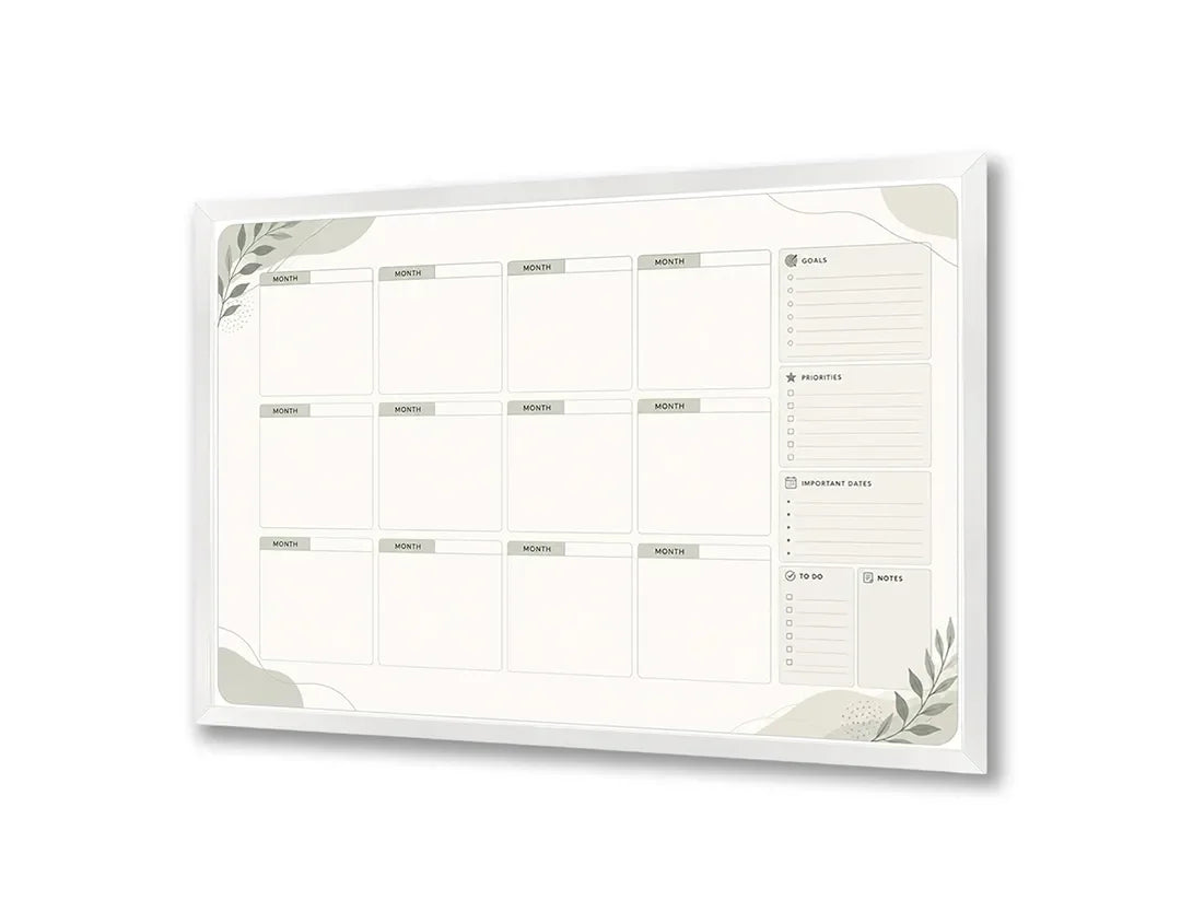 Metall Magnetboard mit hochwertigem Minimalistische Monatsplaner Design