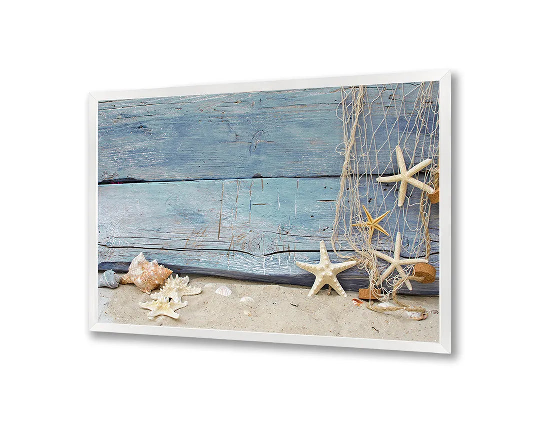 Metall Magnetboard mit hochwertigem Zeesterren auf Blau Holz Design