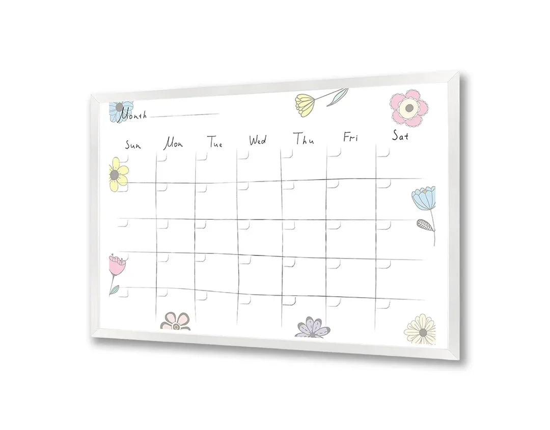 Metall Magnetboard mit hochwertigem Monatsplaner Blumen Design