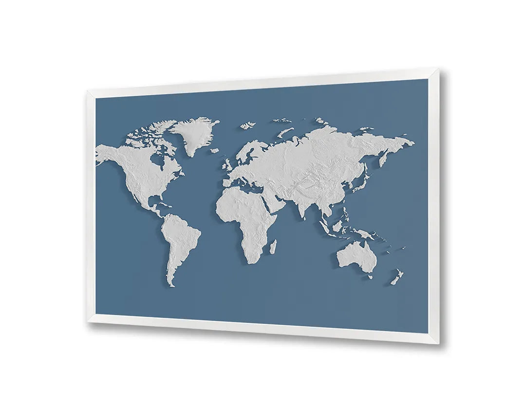 Metall Magnetboard mit hochwertigem Weltkarte blau Design
